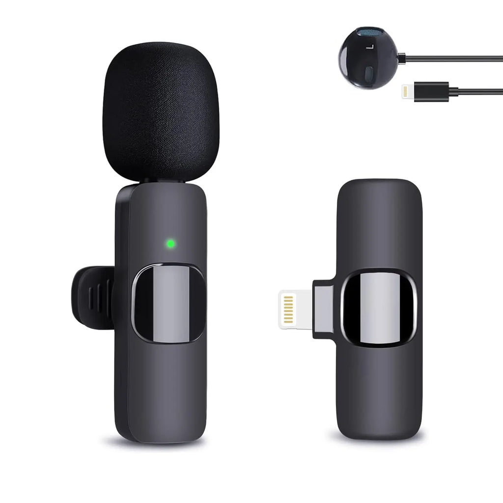 Wireless Lavalier Lapel Microphone with Noise Reduction - 2 Clip-On Mics for Iphone 15/14/13/12, Ipad Series, Android Devices, Computers - Bluetooth Mini Smartphone Mic with USB-C Port & Plug for Video Recording, Tiktok, Youtube Vlog