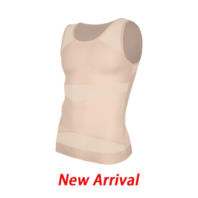 Compression Shirt for Men Slimming Undershirt Body Shaper Tank Top Gynomastica Sleeveless Shapewear Vest Mesh Cross Suit 3XL